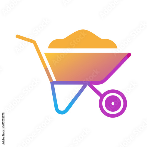Wheelbarrow filled with sand in gradient color design  