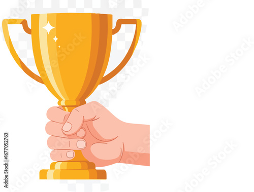 Winning hand holding golden trophy cup gold winner  goal  game  champion  vector  golden  gratitude