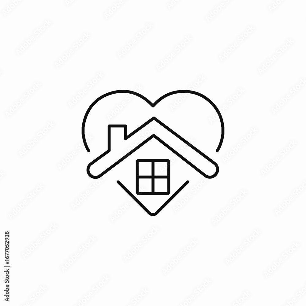Fototapeta premium heart home love icon sign vector