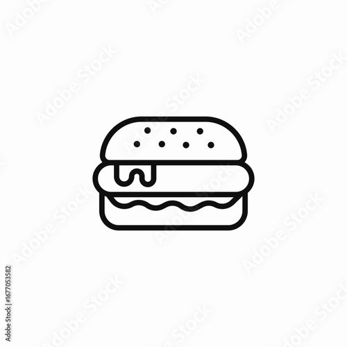 sausage burger bun icon sign vector