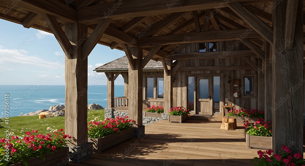 Fototapeta premium Sophisticated house with elegant columns, luxury living