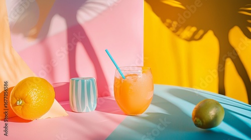 Citrus fruits juice colorful background summer lifestyle food photography fresh concept image