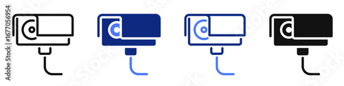 Vector icon or logo of CCTV camera related to security and protection, private area monitoring equipment. Symbol for website or app UI, logo design, illustration