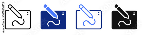 Vector icon or logo of drawing tablet related to graphic and web design, artistic and creative activity. Symbol for website or app UI, logo design, illustration