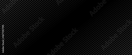 Black oblique straight line background. Masculine dark linear abstract wallpaper. Elegant luxury striped gradient texture. Grey diagonal lines backdrop for flyer, banner, poster, presentation.