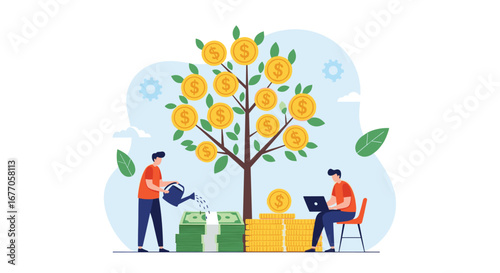 Illustrating the growth of financial capital through dedicated investment and diligent financial management practices