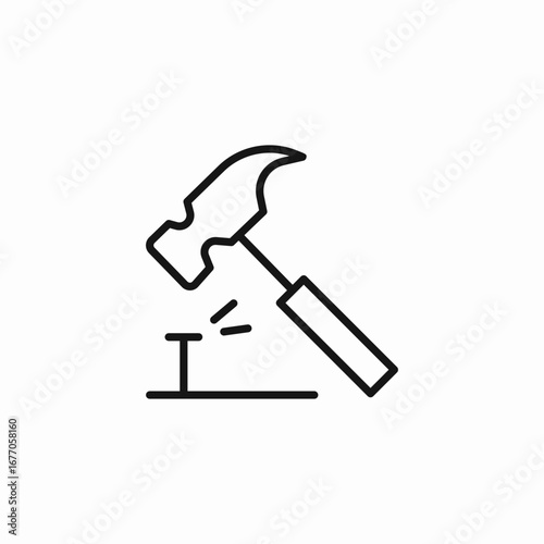 hammer and nail icon sign vector
