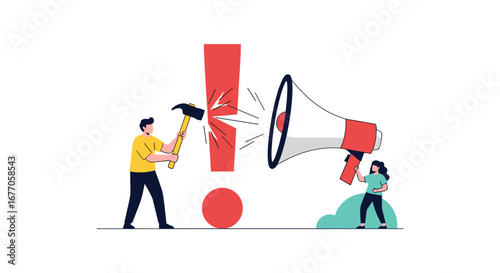 Alert megaphone exclamation mark danger warning announcement communication information alert system symbol notification broadcast
