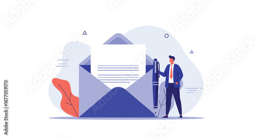 Business communication and correspondence via email with professional letter writing and digital messaging