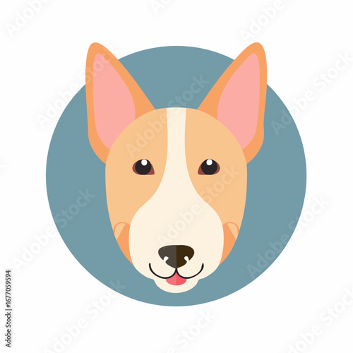 Cartoon Dog Head Vector Illustration: Pet Mascot, Friendly Puppy Face with Circle Background
