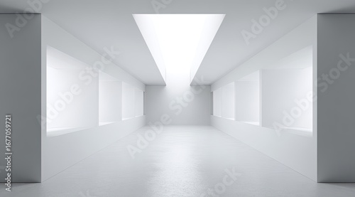 Wallpaper Mural Empty, bright white hallway with recessed display areas Torontodigital.ca