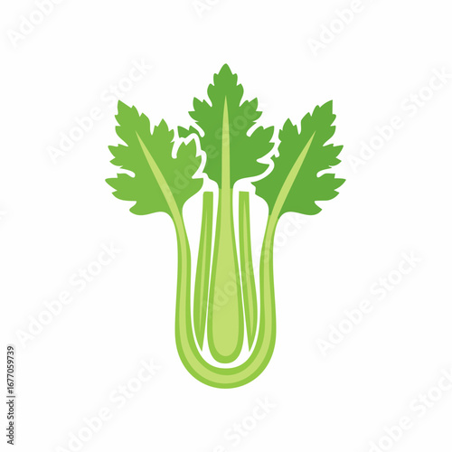 Simple green celery stalk vector icon for healthy eating and organic food concepts