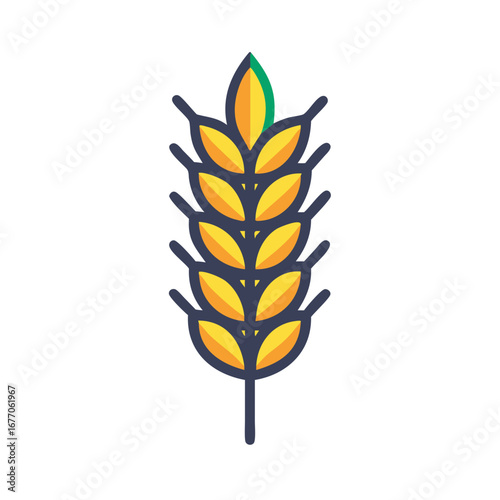Stylized wheat grain illustration in vibrant yellow and green colors  