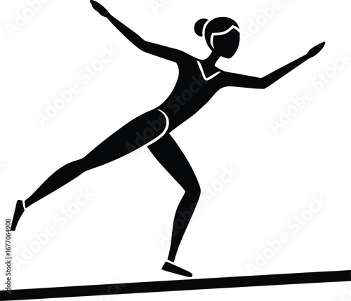 Vector silhouette of a female gymnast in motion