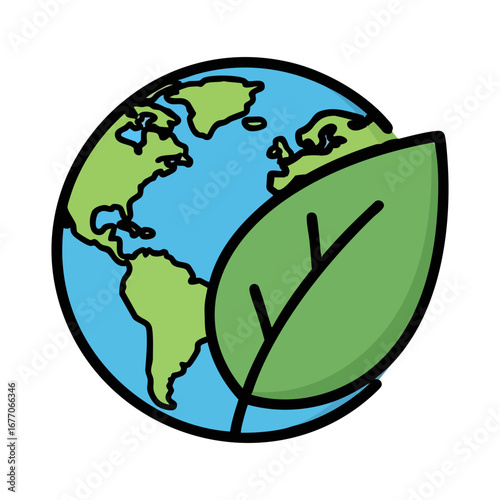 A good eco-friendly green vector. Green globe with leaf symbolizing eco-friendliness