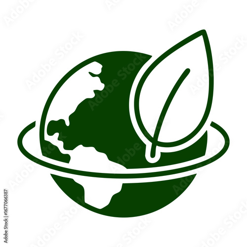 A good eco-friendly green vector. Green globe with leaf symbolizing eco-friendliness