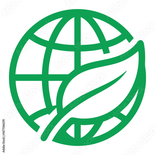 A good eco-friendly green vector. Green globe with leaf symbolizing eco-friendliness