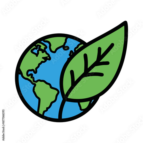 A good eco-friendly green vector. Green globe with leaf symbolizing eco-friendliness