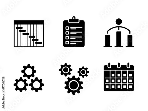 Project Management, Workflow and Scheduling Icon Set