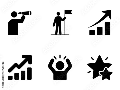 Coaching, Leadership and Achievement Icon Set