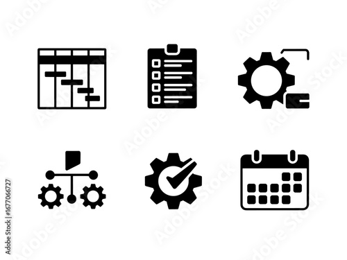 Project Management, Workflow and Scheduling Icon Set
