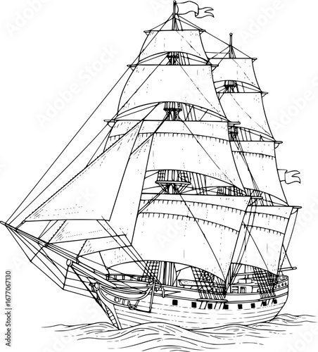 ship on a white background