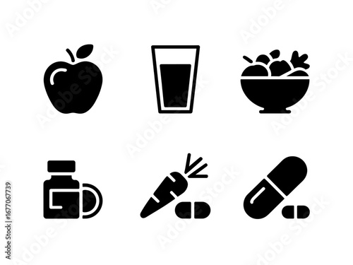 Healthy Eating, Nutrition and Supplement Icons