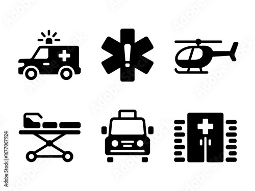 Emergency Medical and Rescue Icons Set