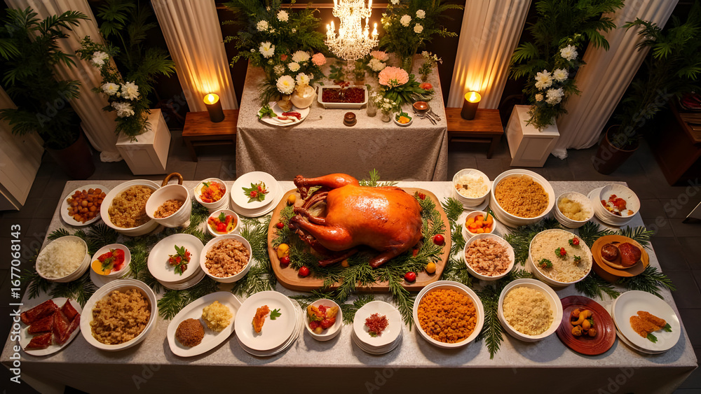 Fototapeta premium Filipino Wedding Celebration with Lechon Displays