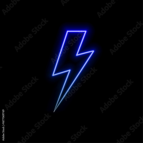 Neon lightning, thunder and electricity. Lightning Neon Sign