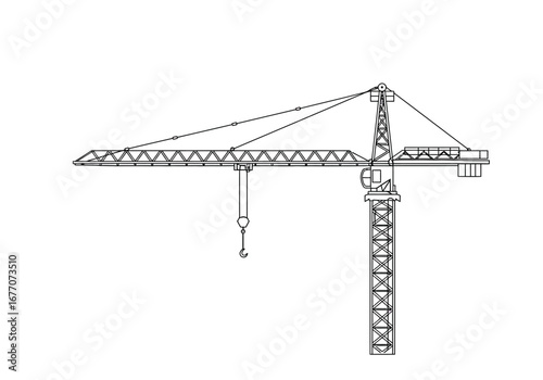 Detailed Illustration of a Tower Crane in Construction.