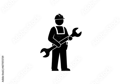 Industrial Worker with Wrench: Maintenance and Repair.