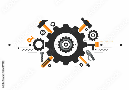 Industrial Tools and Gears: Engineering Mechanics Concept.