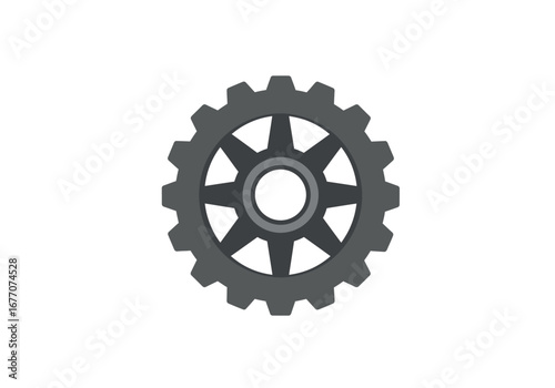 Grey Metal Gear Wheel: Industrial Machine Component.