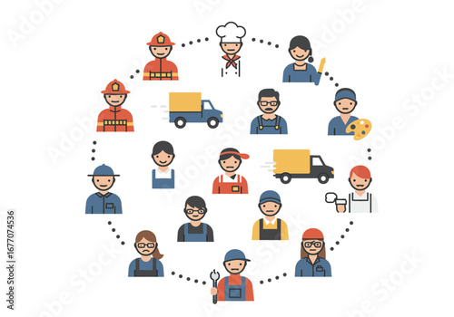 Diverse Group of Professionals in Various Occupations.