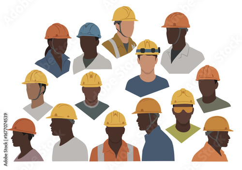 Diverse Construction Workers in Hard Hats.
