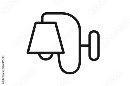 Wall lamp icon vector. Sconce light symbol. Simple line art pictogram. Home interior decoration element. Electric lighting fixture graphic. Modern minimalist design object.