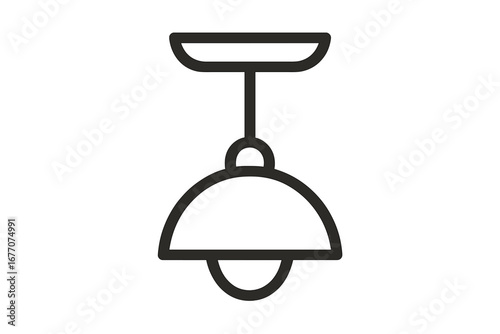 Ceiling lamp icon vector. Pendant light line art symbol. Concept for interior design, home decor, lighting, electricity. Simple outline illustration for web, mobile app, print.