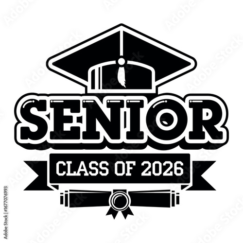 Lettering Class of 2026 for greeting, invitation card. Text for graduation design, congratulation event, T-shirt, party, high school or college graduate. Vector on transparent background