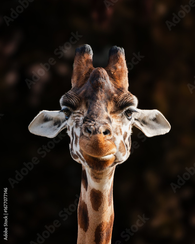 Giraffe Portrait with a Friendly Expression