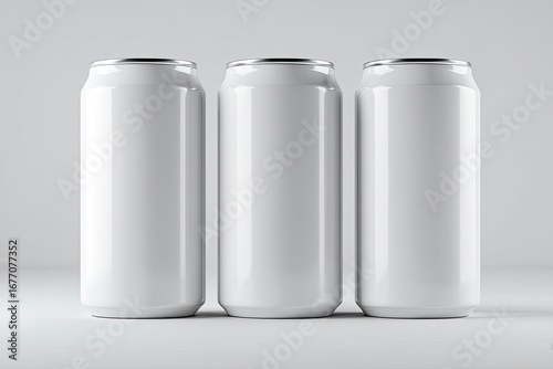 Three blank white aluminum cans (1)