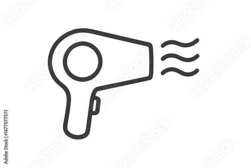 Hair dryer outline icon. Blow dryer vector symbol for beauty salon, hairdressing, and styling. Simple line art illustration for web design, app, and print. Hair care appliance.
