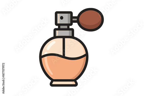 Perfume bottle line icon vector. Vintage atomizer for fragrance, scent, cologne. Beauty, fashion symbol for cosmetics, glamour, luxury products. Isolated graphic design element.