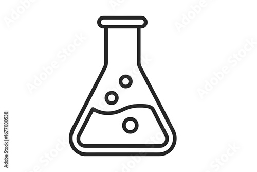 Laboratory flask line icon for science and chemistry. Vector illustration of a chemical research, experiment, and education. Simple beaker or glassware symbol for web and apps.