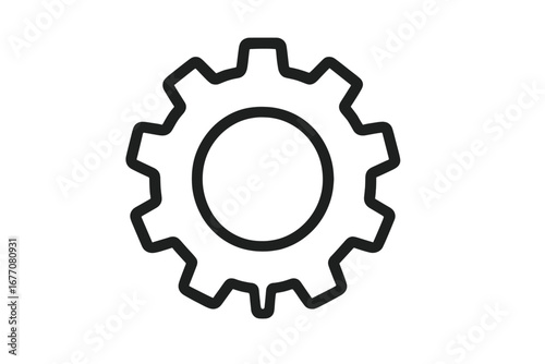 Gear line icon, cogwheel vector illustration. Symbol for settings, options, process, setup, configuration. Industrial sign for engineering, mechanics, machinery, and technology.