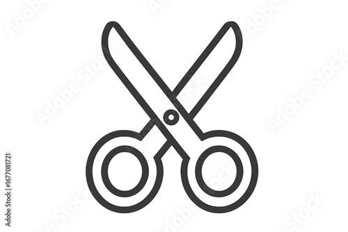 Scissors outline icon. Vector symbol for graphic design, web design, apps, and print. Cutting tool for crafts, office, or hairdresser. Clean, simple linear illustration.