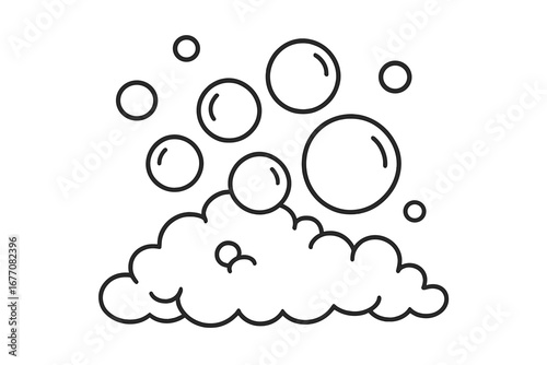 Simple line icon of bubble and foam. Soap suds vector illustration. Concept of washing, cleanliness, hygiene, laundry, bath. Fizzy water or carbonated drink graphic element.