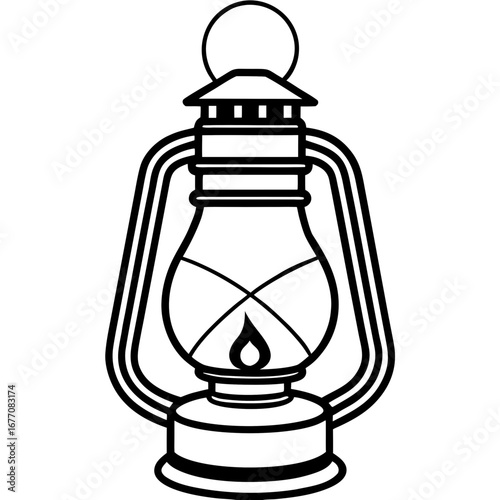 Vintage Lantern Line Art Vector