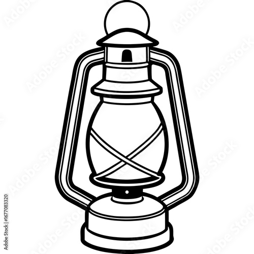 Vintage Lantern Line Art Vector