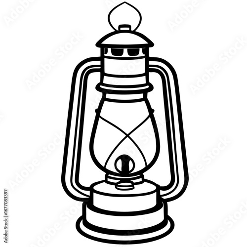 Vintage Lantern Line Art Vector